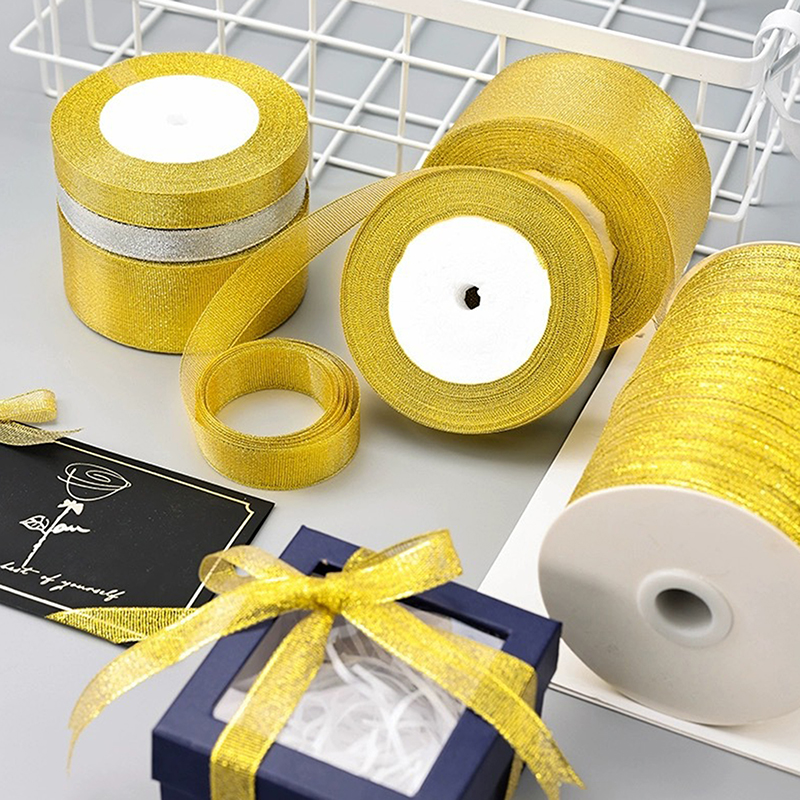 Handmade Gold And Silver Ribbon Wedding Gift Wrap DIY Webbing Card Gift ...
