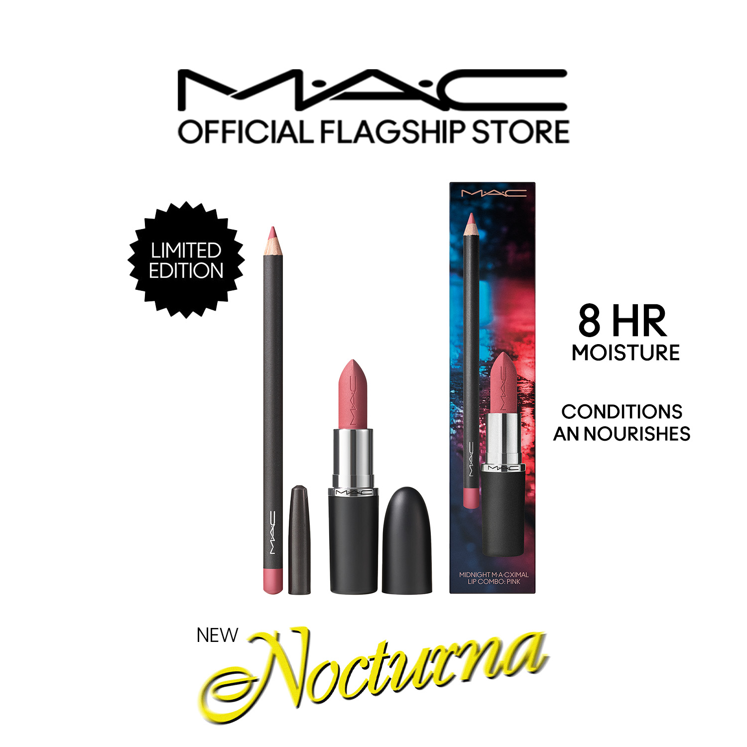 NEW】MAC Midnight M·A·Cximal Lip Combo: Pink | Lip Pencil (Soar) +