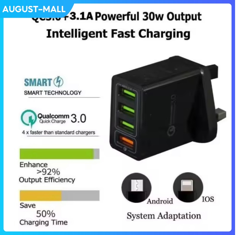 Qc3.0 fast charger 3.1a fast charging adapter 4 usb port usb quick charge plug