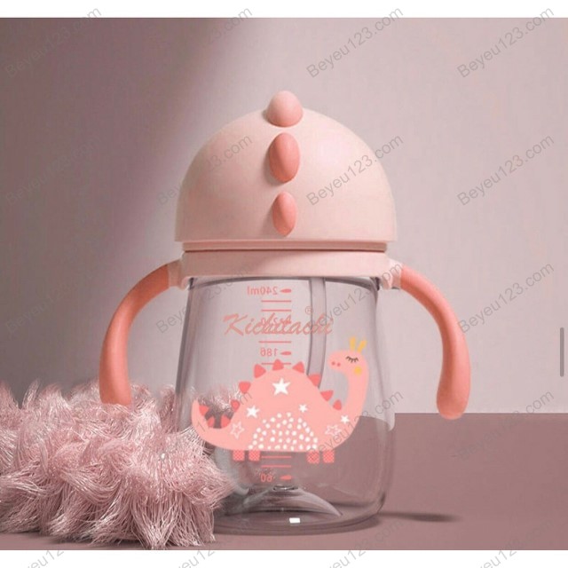 (240ML) Bình tập uống nước PP chống sặc, chống đổ hình Khủng Long Kichilachi Kichi (Công nghệ Nhật) K510