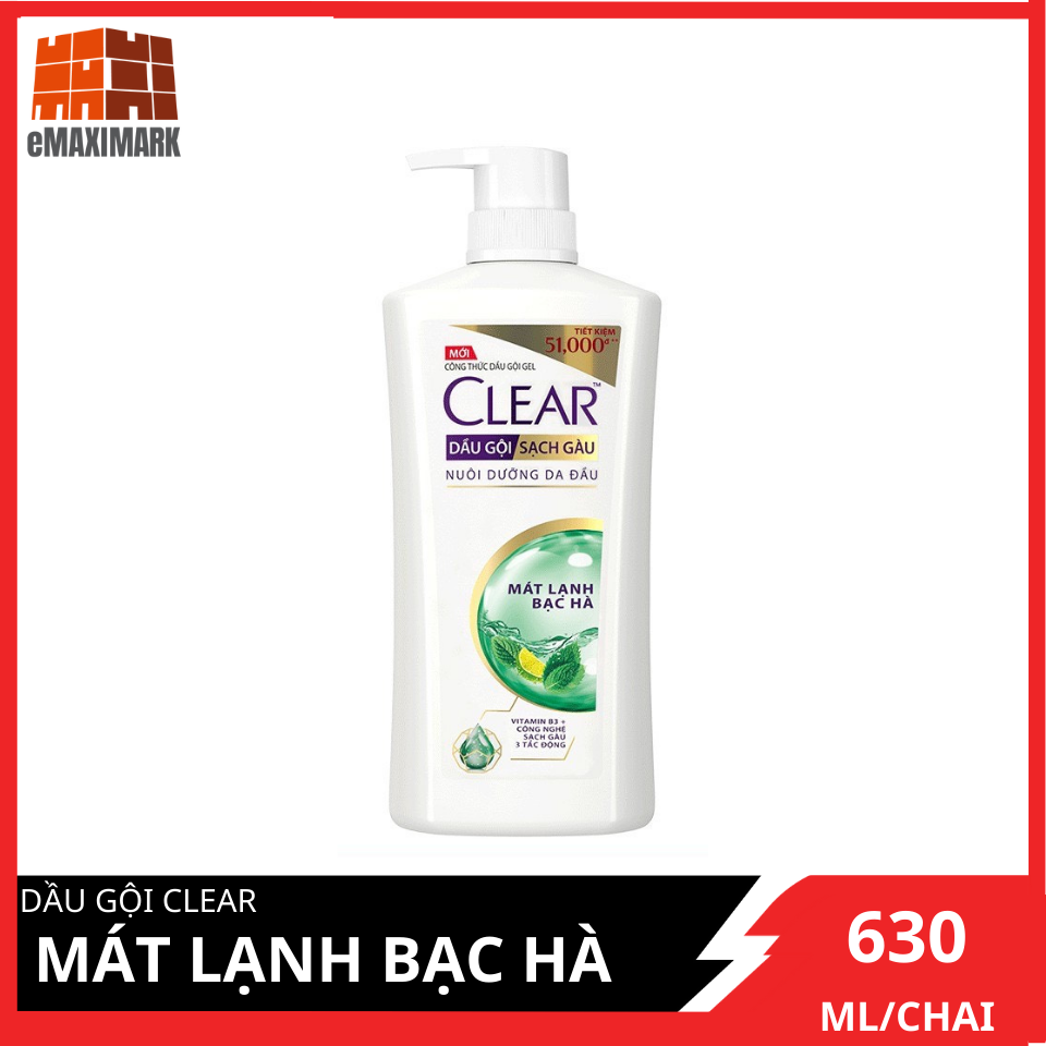 [HCM]Dầu Gội Clear Mát Lạnh Bạc Hà (630g)