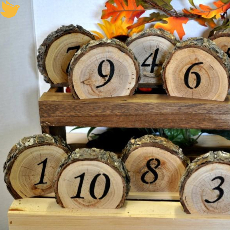 1-10 Digital Wooden Block Engraved Wedding Table Numbers Rustic Table Decor Ornaments