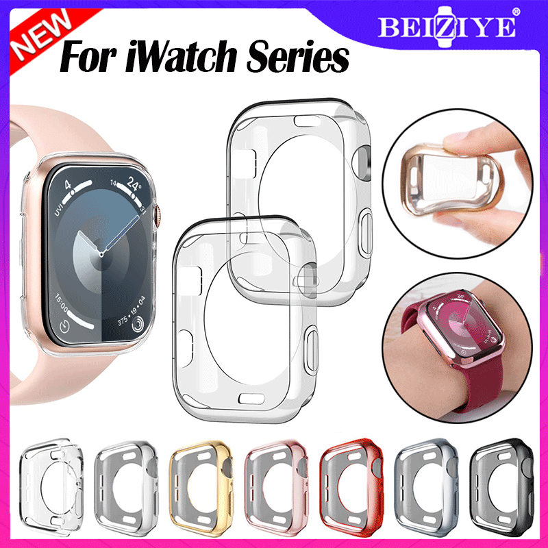 Protector Watch Cover Case for Apple Watch SE2 6 5 4 321 44mm 40mm 42mm 38mm Scratch Protective Silicone Soft cases For iWatch Series 9 8 7 41mm 45mm TPU Half Cover Protector Case