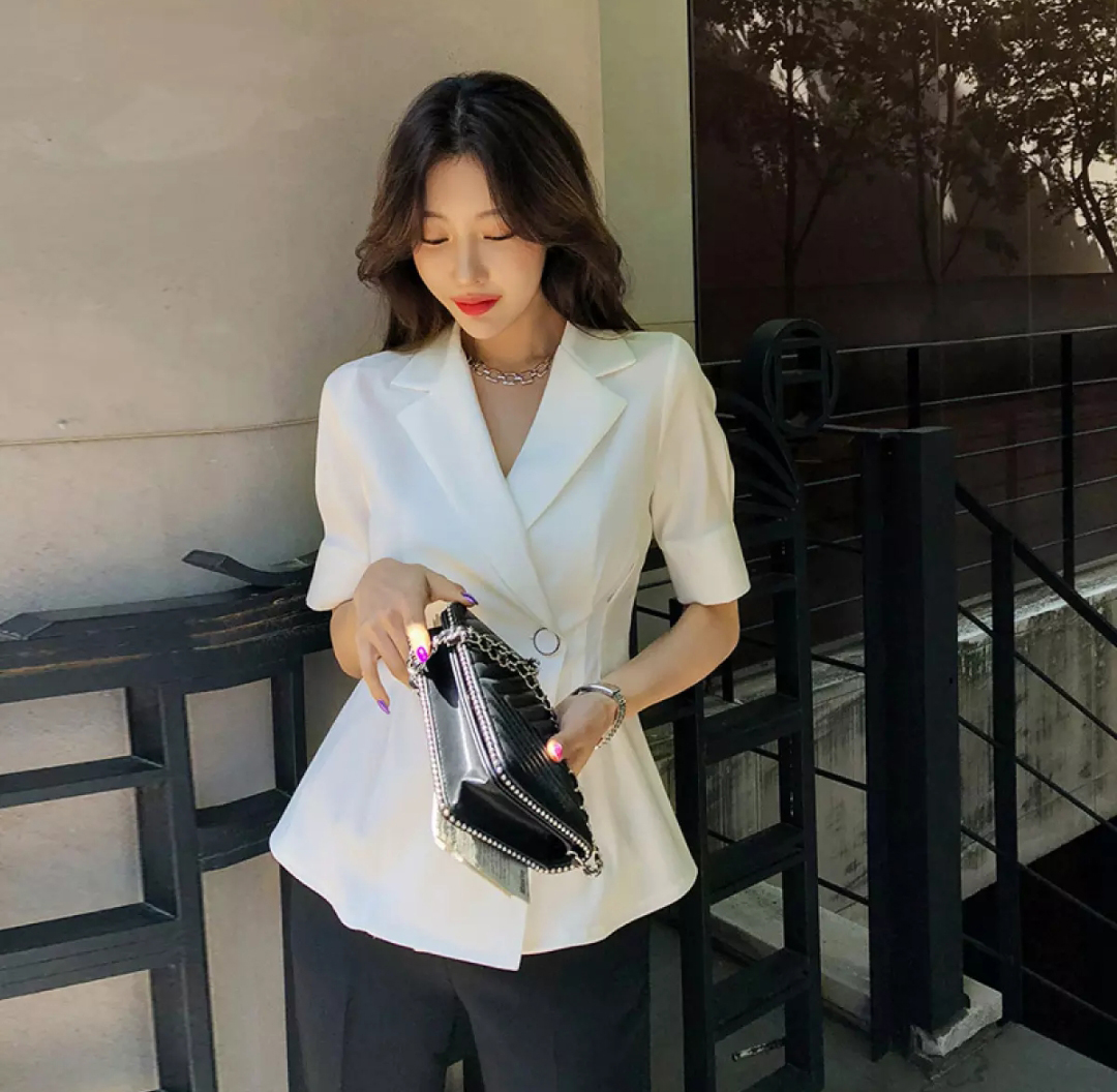 Áo Khoác Vest Blazer Một Nút Dáng Dài Thanh Lịch( TẶNG KÈM ÁO ỐNG)