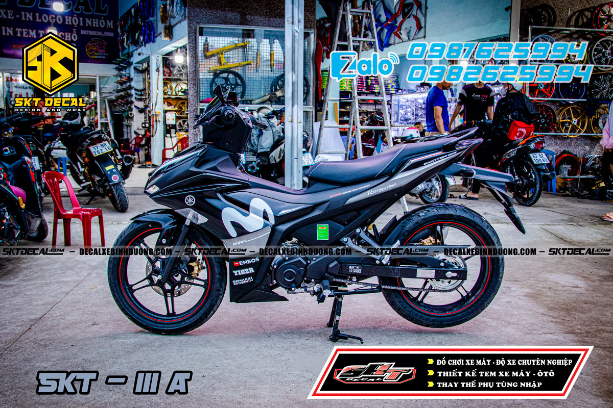 Tem rời exciter 155 đen trắng movistar 111a