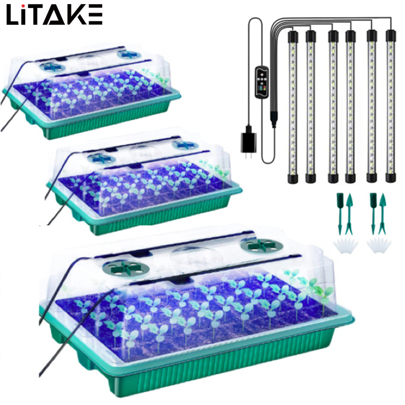 Starter Tray With Grow Light 80 Cells Seed Starter Kits Adjustable Humidity And Temperature Switch Seed Starter Tray For Plants