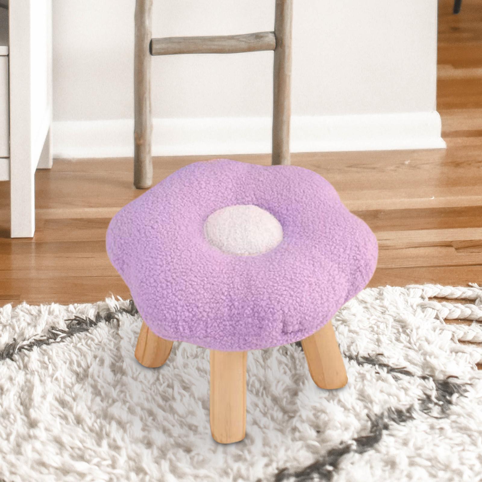 Fityle under Desk Sofa Stool Cartoon Multipurpose Shoes Changing Flower Shape Small Foot Stool Ottoman for Living Room Bedside Apartment Entryway