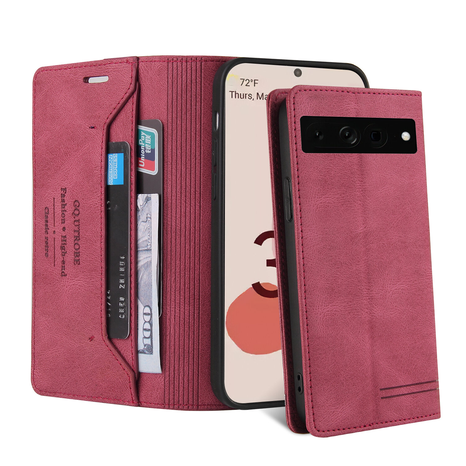 lthmy for Google Pixel 7 Pro case Retro Wallet Foldable Built-in Card Slot and Magnetic Closure Protective Cover.