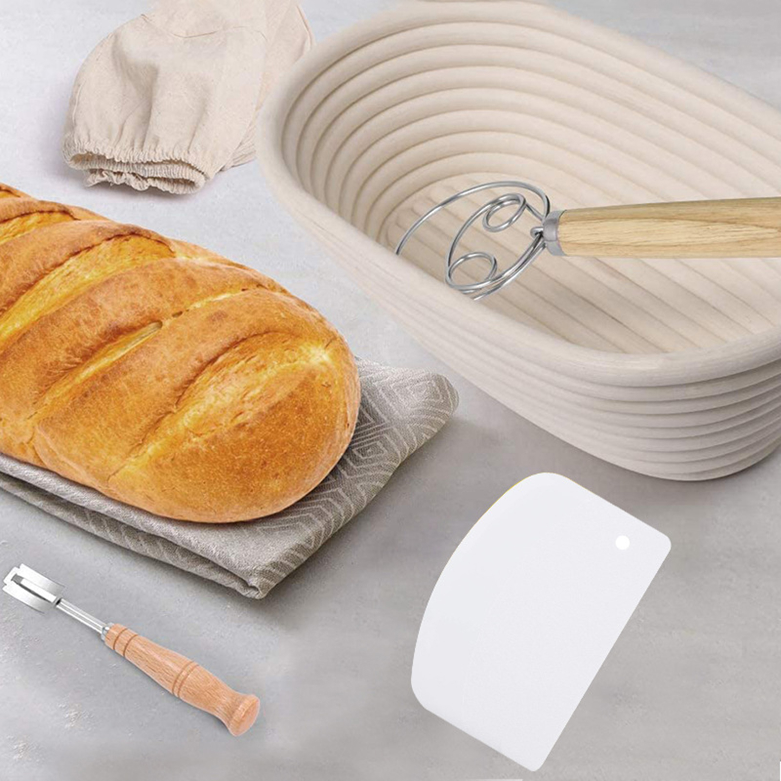 Heavy Duty Bread Lame Bread Making Supplies Complete Sourdough Bread Baking Kit 11pcs Set with Basket Cloth Liner Whisk Lame Scraper More Perfect for Homemade Artisan Bread Making