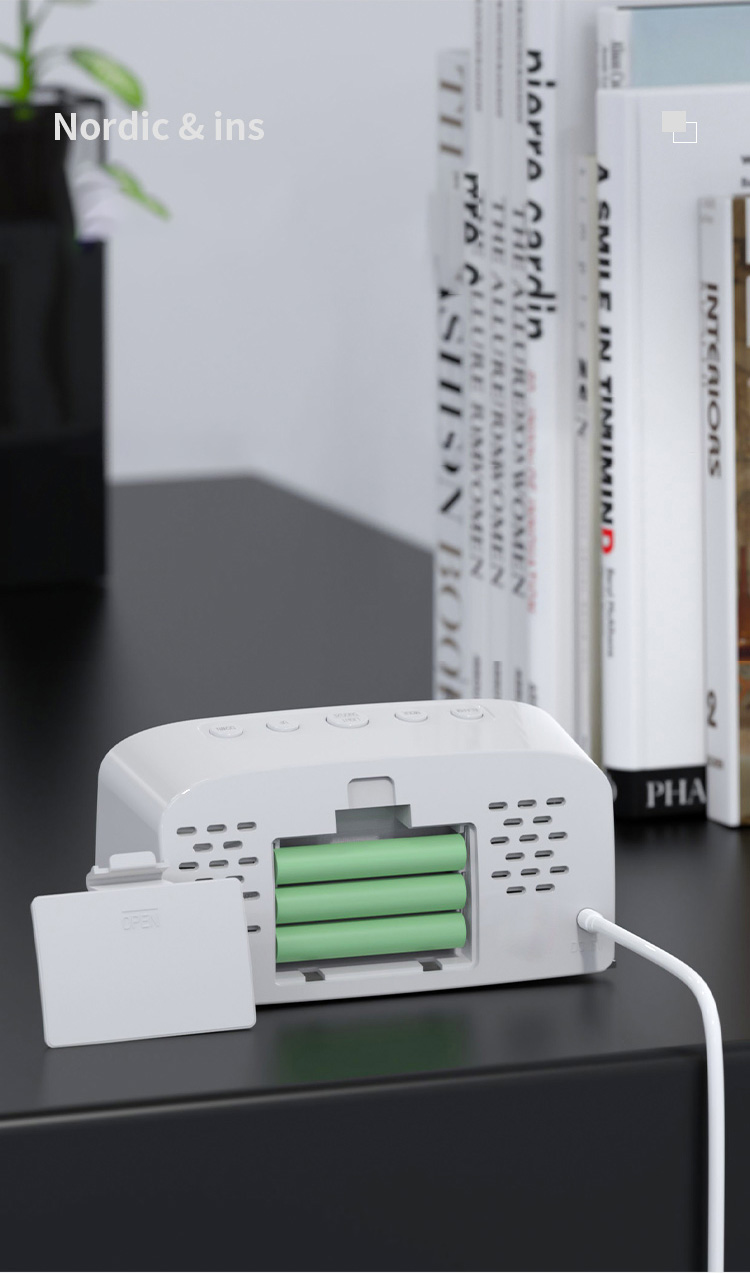 Nordic ins mirrored LED alarm clock voice activated creative clock student dormitory bedside clock battery plugged in