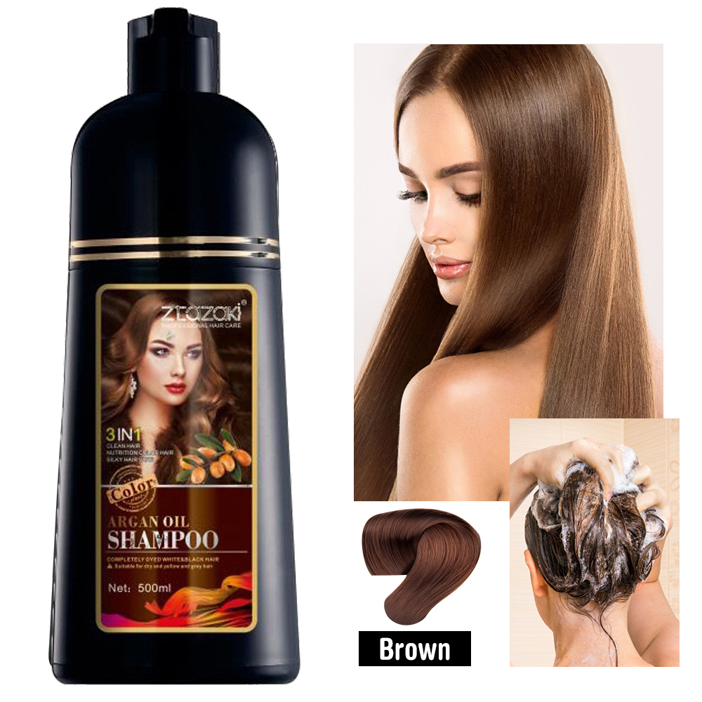 500ML Hair Color Brown/Black Dye Permanent Hair Dye Shampoo Organic