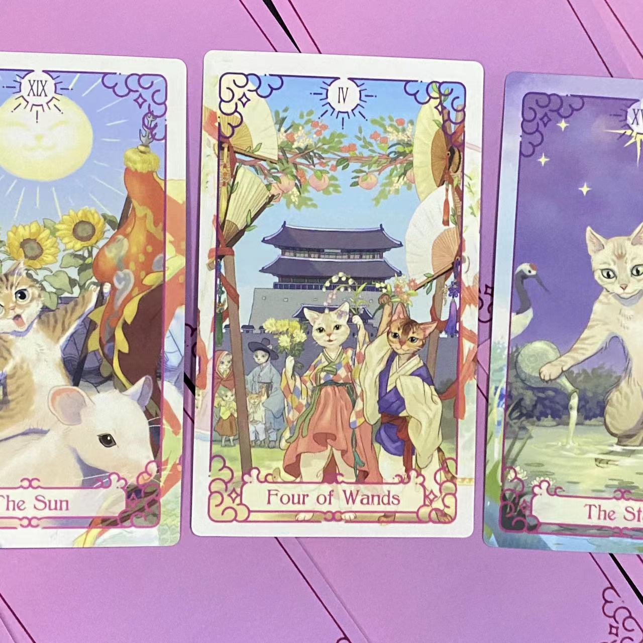 12x7 cm Purple Cat Tarot Deck