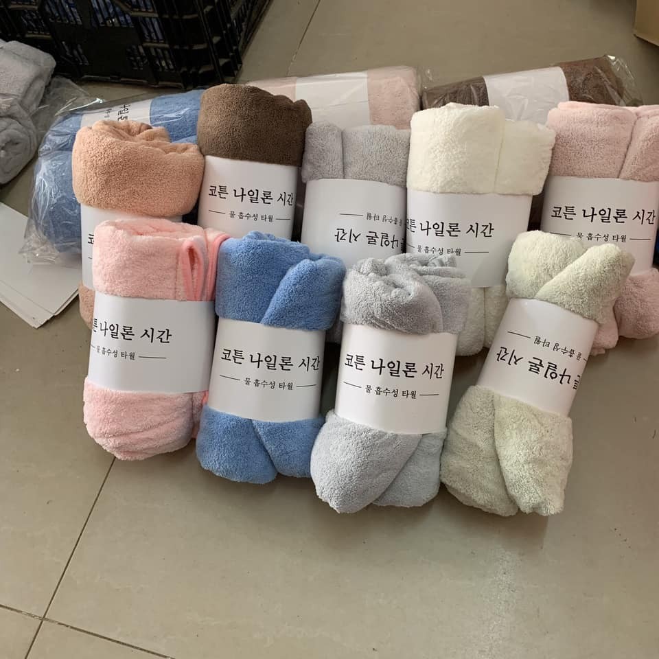 Khăn tắm Hàn sợi bông siêu mềm siêu thấm ( giao màu ngẫu nhiên )