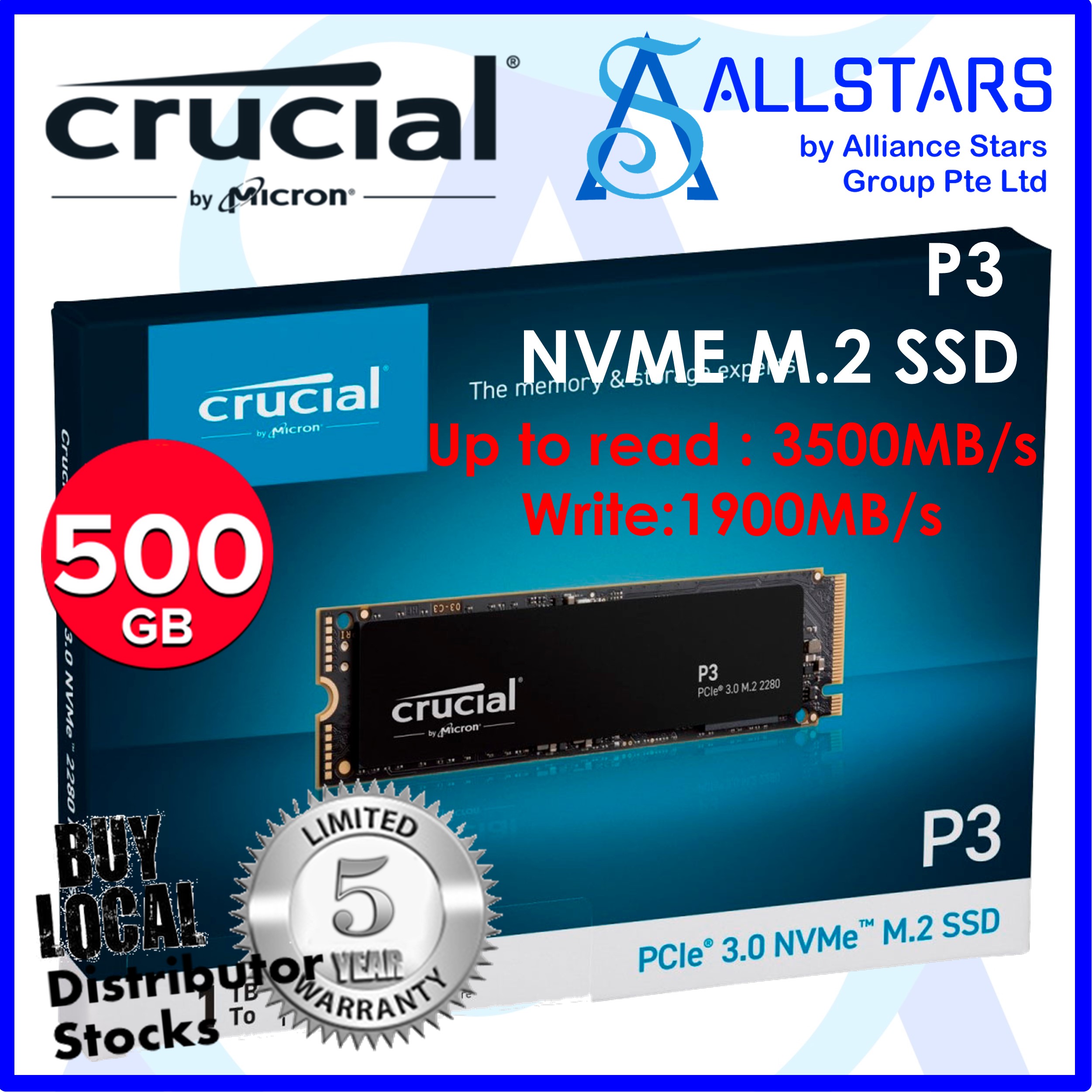 ALLSTARS : WE ARE BACK / Most Popular SSD PROMO) *FREE UPGRADE to P3 500GB**  Crucial P2 500GB NVME M.2 SSD / Internal SSD Drive / Solid State Drive (new  part CT500P3SSD8) (