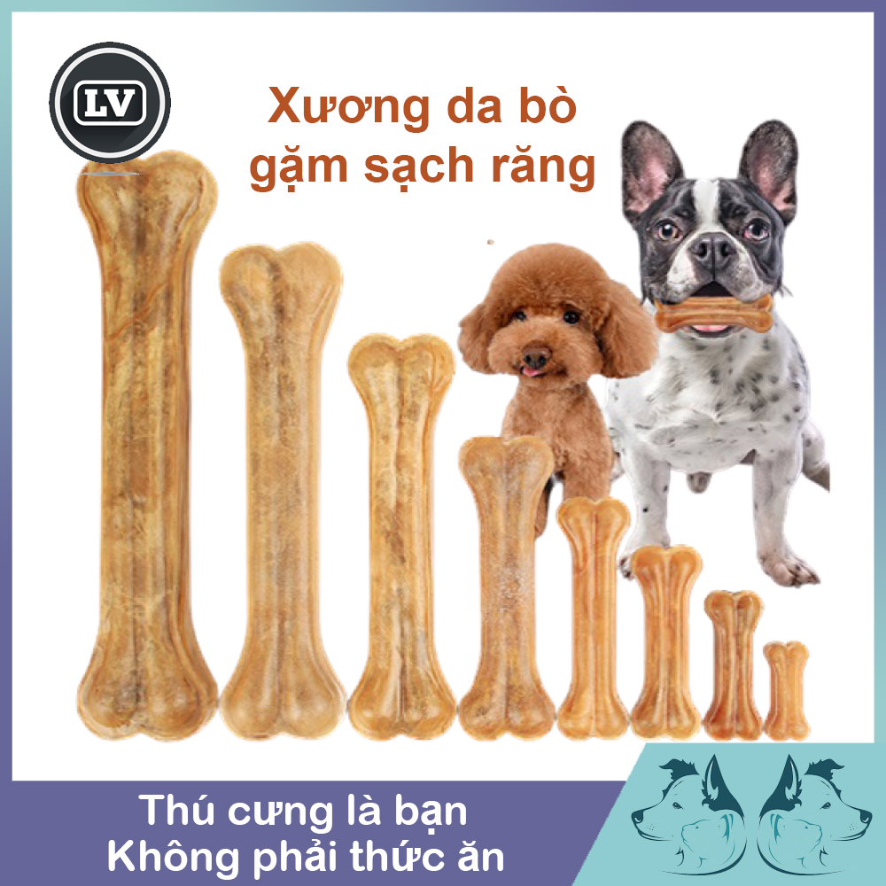 Xương da bò hặm sạch răng, chống hôi miệng cho chó mèo