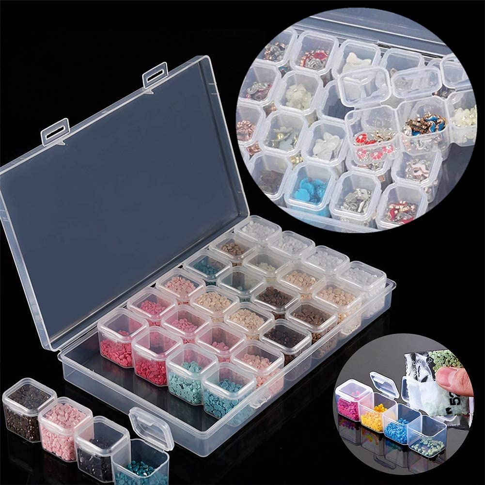 28 GRIDS COMPARTMENT TRANSPARENT MEDICINE BOX ORGANIZER STORAGE BOX