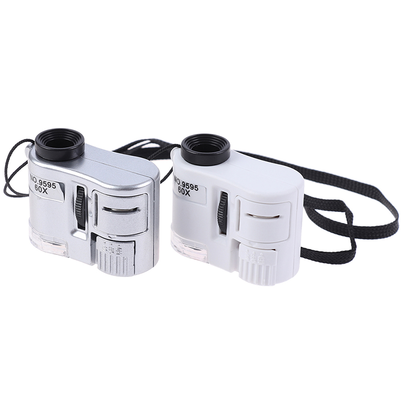 60X Mini Magnifier Microscope With LED Light Jewelry Jeweler Currency Dectector.