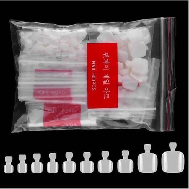 Móng úp chân đục - Loại túi 500 móng đủ size - Nail 937
