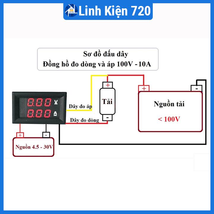 Module đo dòng áp DC 10A 100V, đồng hồ đo độ chính xác cao