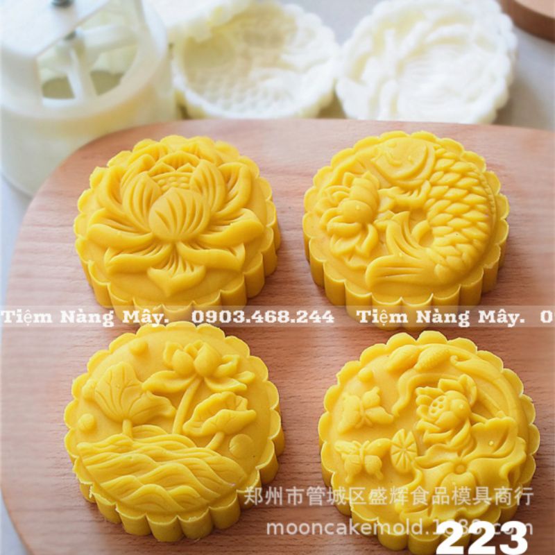 Khuôn trung thu 150 -250g mẫu 2022 4 mặt mã 223