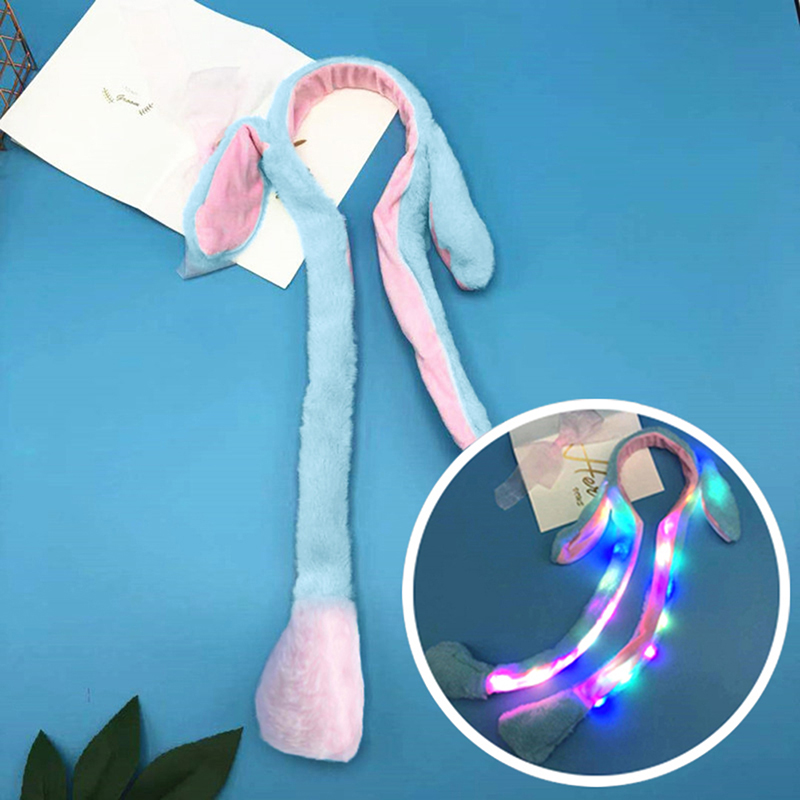 【Online】 Cute Glow Rabbit Ear Hat Headband Sweet Can Moving Bunny Ears Plush Hair Hoop Party Photo Props Headwear Gift YUEYING.