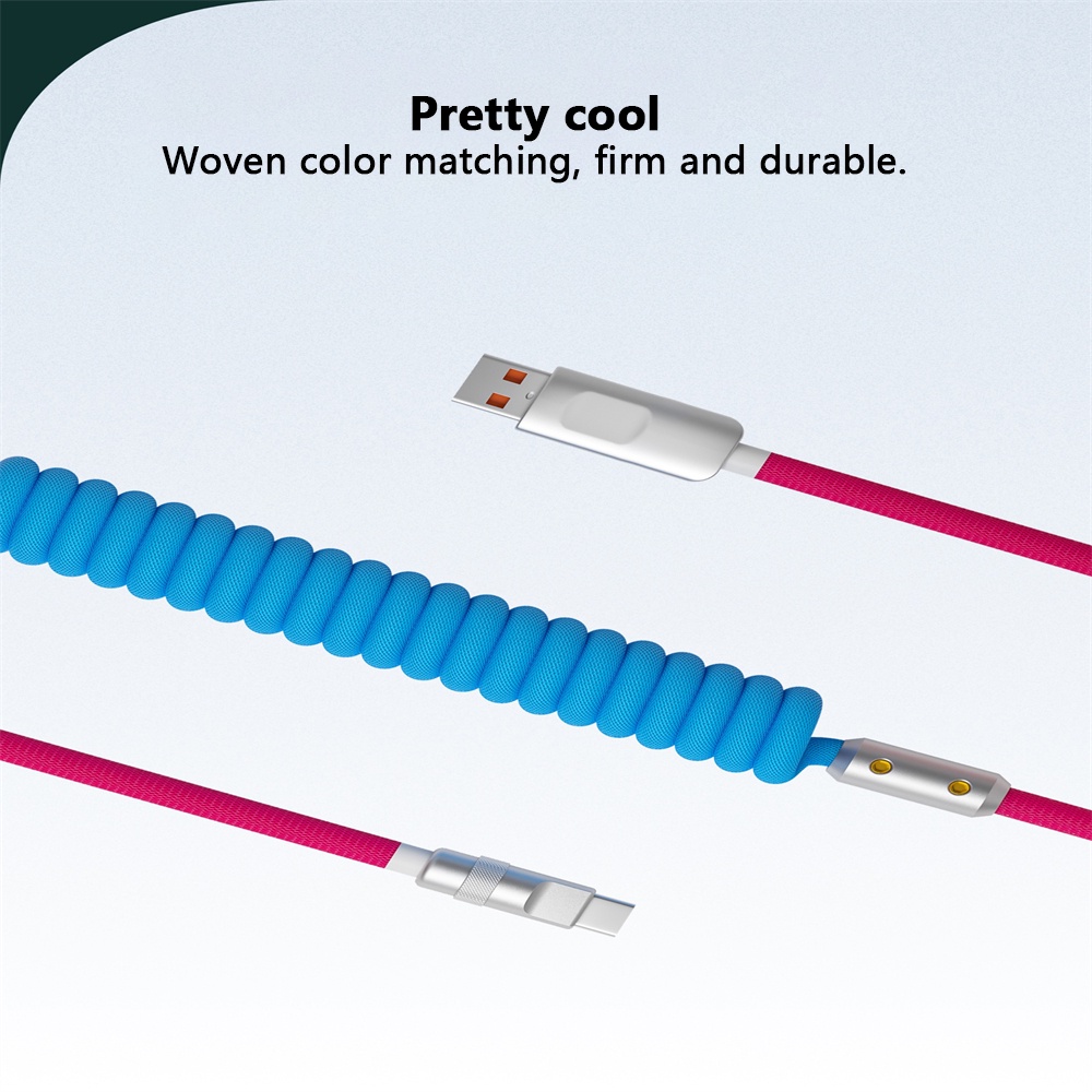 【Inventory ready 】♥ Free shipping+COD ♥Spring data cable 1.8M charging cable 120PD fast charging spring pull USB cable suitable for Android Apple