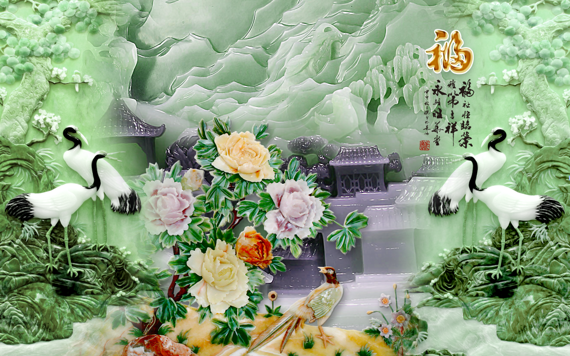 Tranh dán tường 3d giả ngọc
