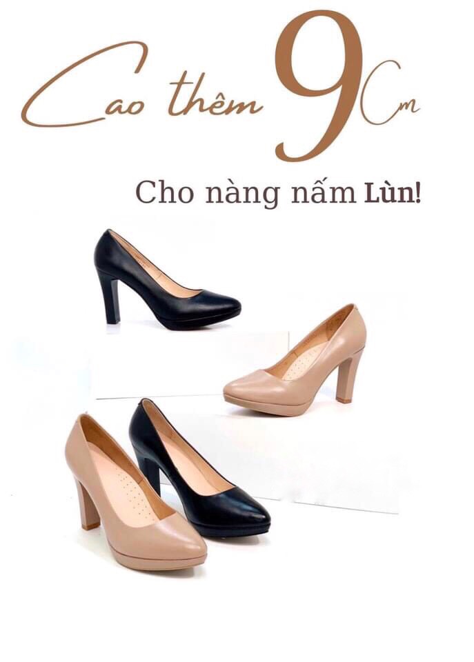 Giầy Cao Gót Nữ- Hai Đế Cao 8cm- Hàng Da Thật