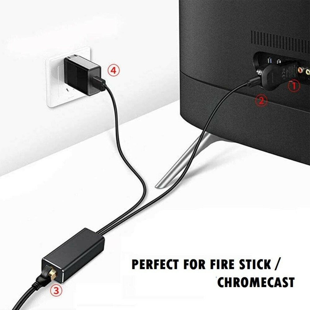 Bokali new 1pc ethernet lan usb adapter micro usb to rj45 for amazon fire stick chromecast durable