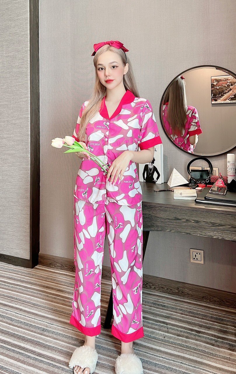 set bộ lụa ngủ tiểu thư sang chảnh mặc nhà