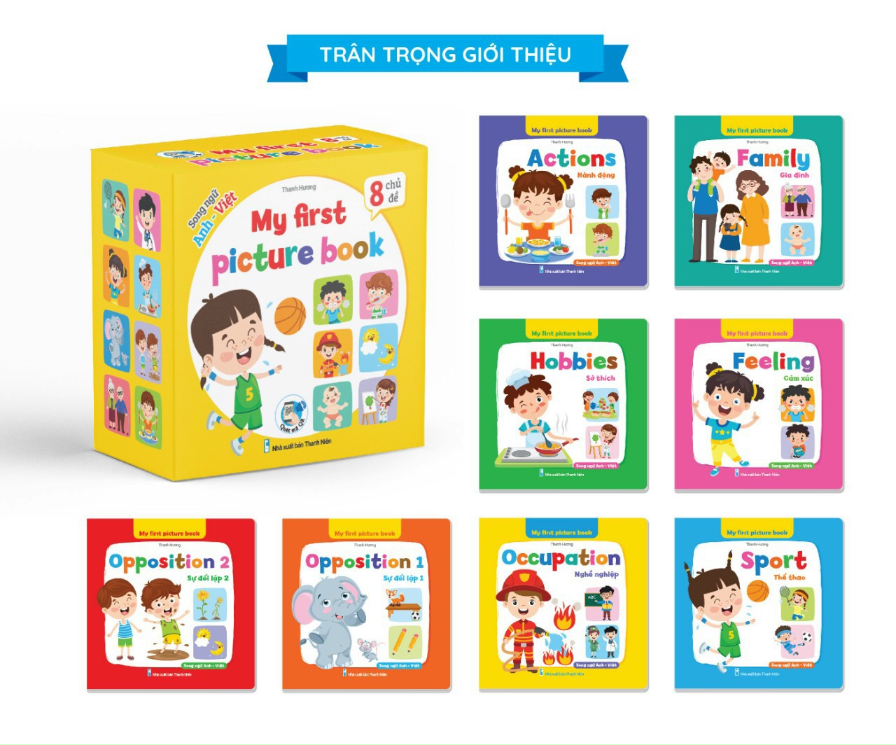 Bộ sách bìa cứng thư viện hình ảnh đầu tiên cho bé về hành động, cảm xúc