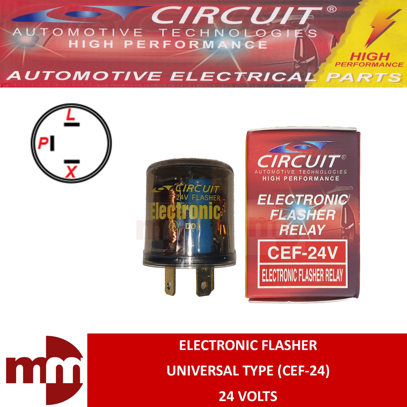 CIRCUIT ELECTRONIC FLASHER RELAY 12 VOLTS / 24 VOLTS (UNIVERSAL TYPE