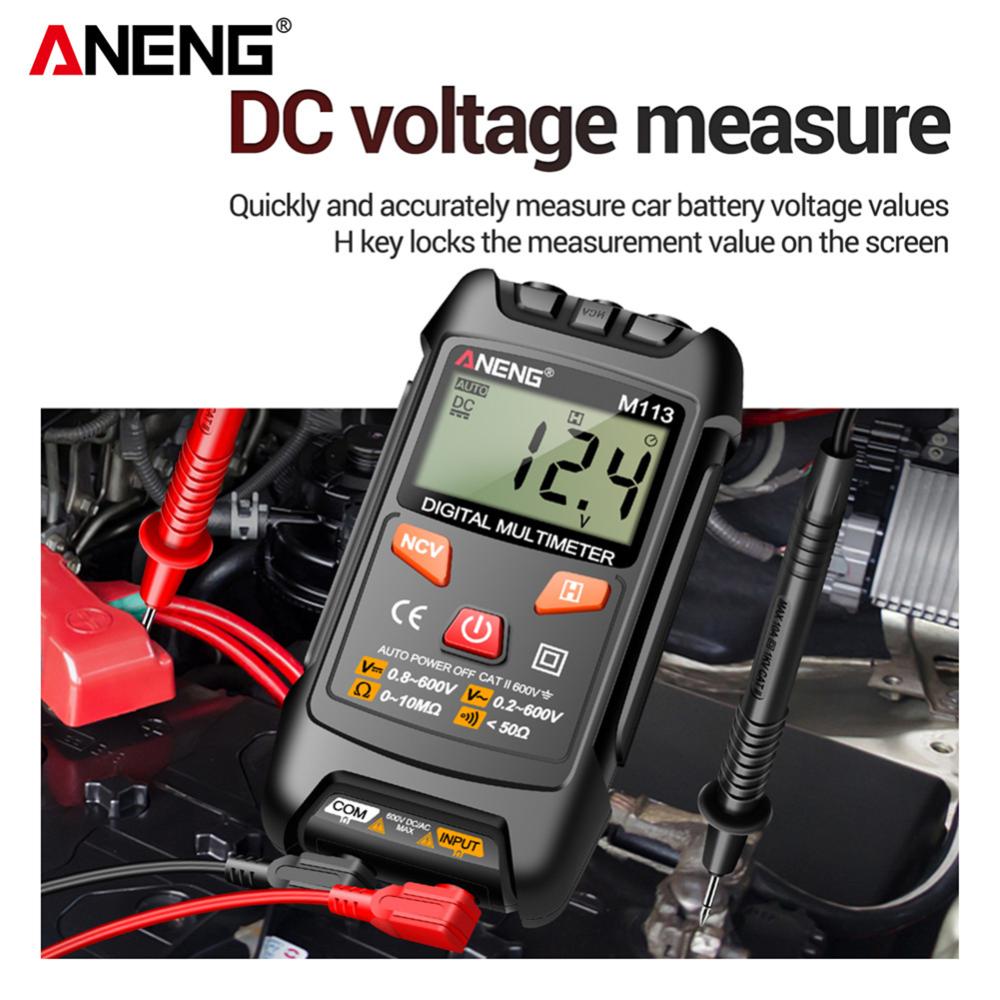 【Aneng】Máy kiểm tra máy đo vạn năng Mini kỹ thuật số Đồng hồ vạn năng thông minh LCD AC/DC Đồng hồ đo dòng điện điện áp với lưu dữ liệu NCV cho thợ điện