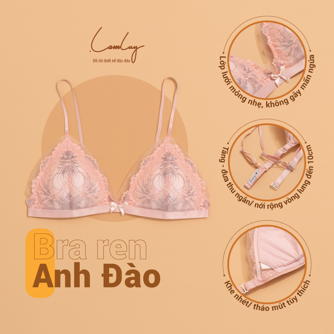 Áo lót mút mỏng bralette lưới Lamluy