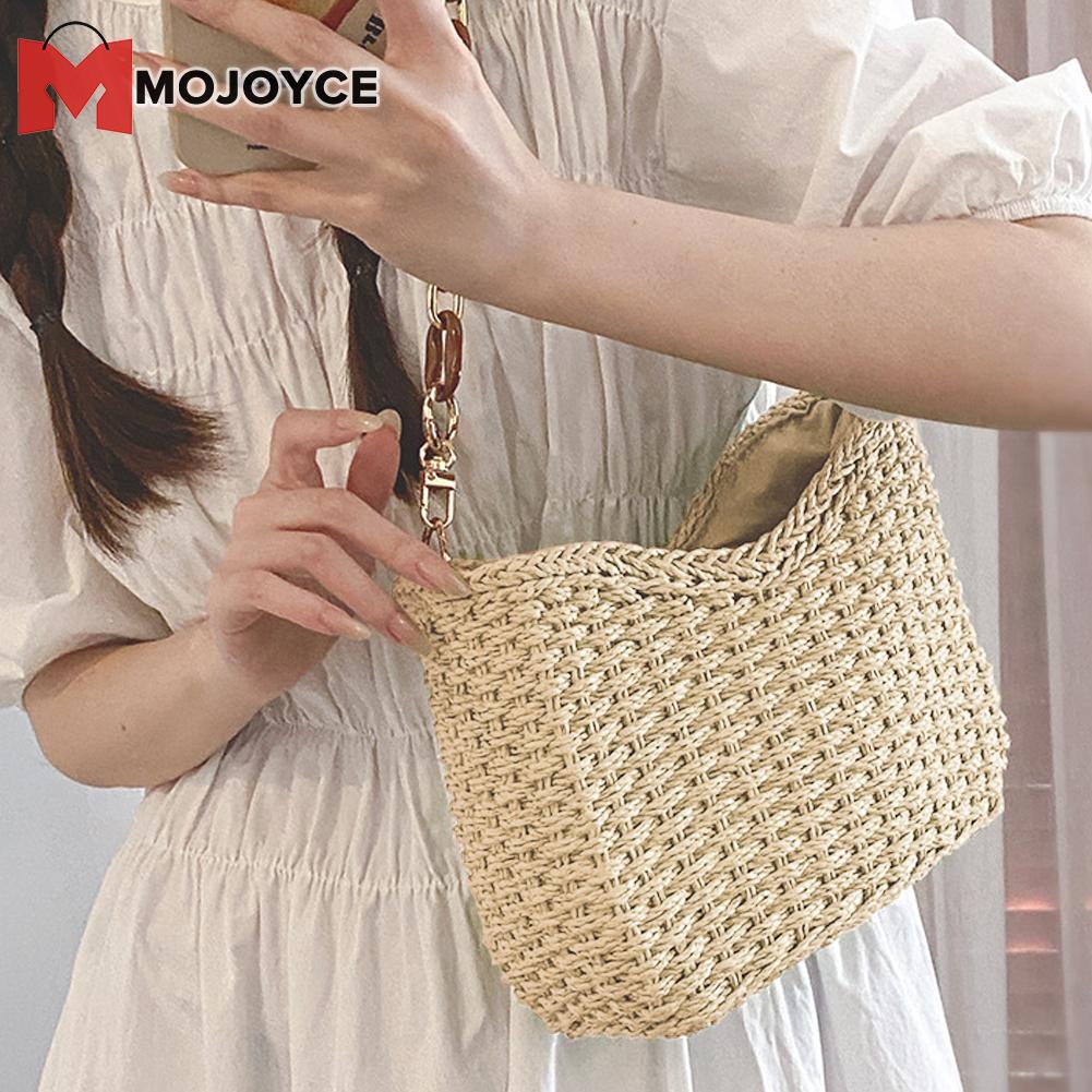 Women Summer Straw Shoulder Bags Female Hand-Woven Beach Crossbody