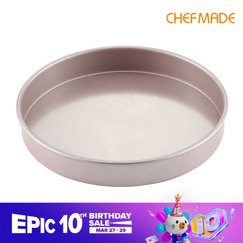 CHEFMADE 6 Inch Non-Stick Pizza Pan Champagne Gold Pizza Plate Steel Cake Pan Pizza Pan Round Pizza Plate Pizza Tray Mold Baking Tool Baking Mold WK9161