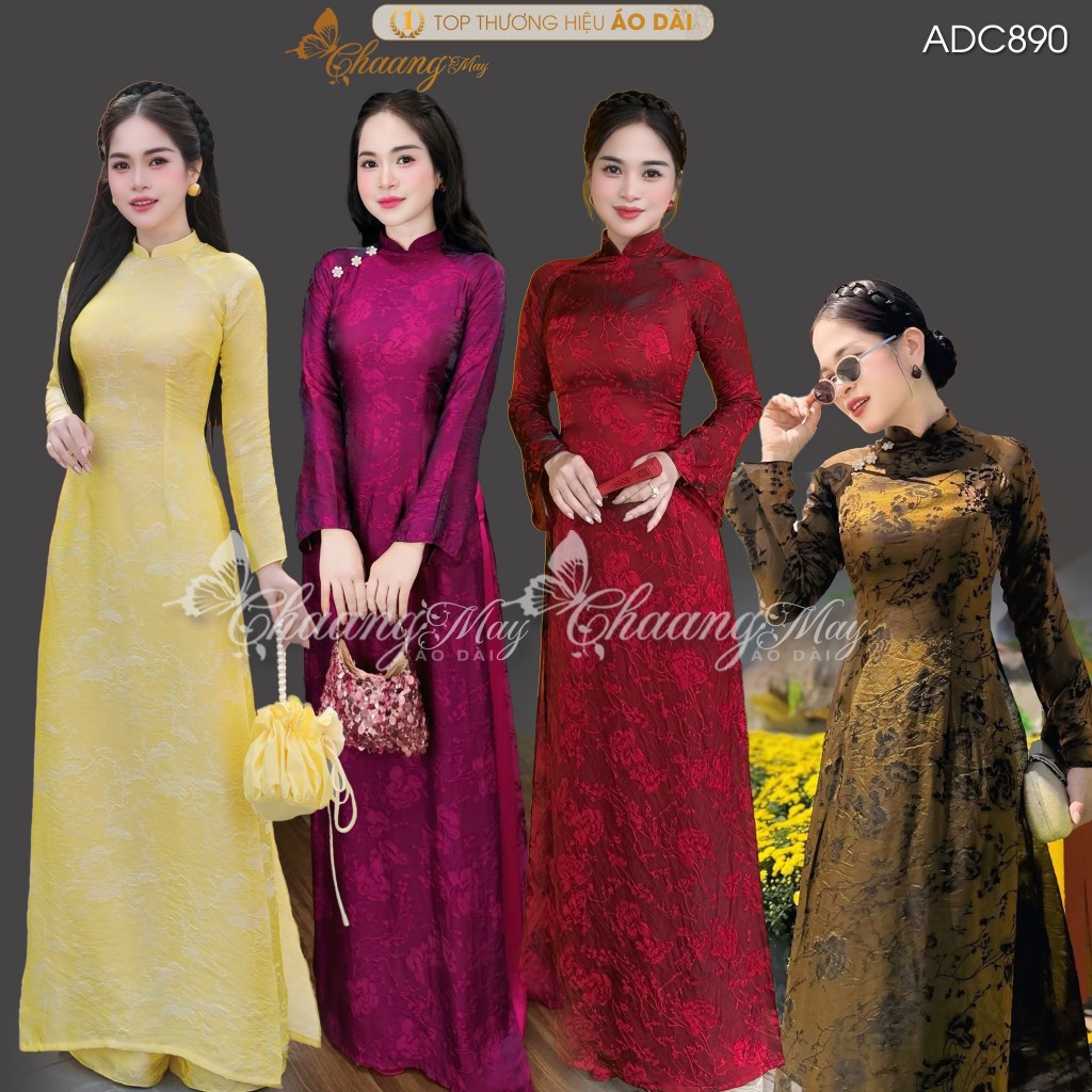 Áo dài truyền thống lụa óng the tencel ADC890 Chaang may sẵn áo dài 2026 dự tiệc cưới hỏi lễ tết đẹp