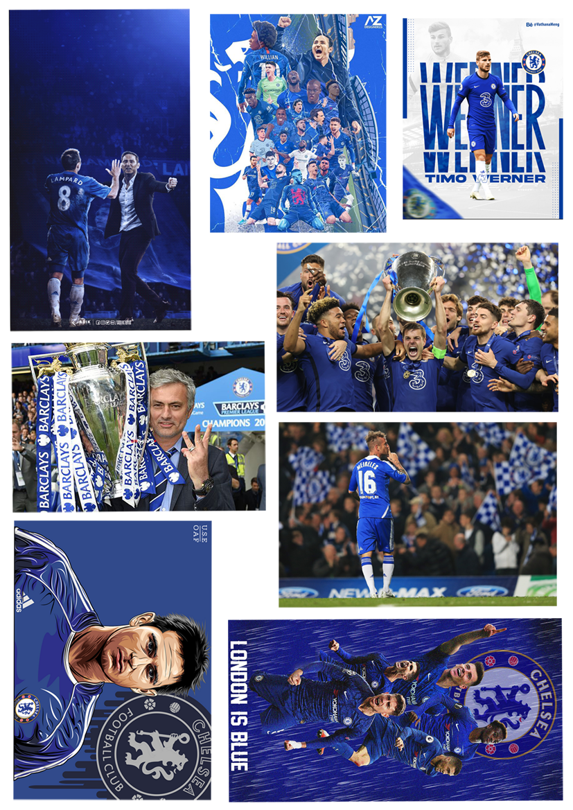Set 40 hình dán STICKER trang trí CLB CHELSEA