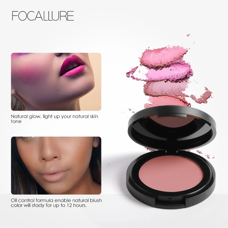 FOCALLURE 16 Colors Natural Matte Face Blusher Nourishing Facial Cheek Contour Peach Blush Palette Women Powder Makeup Cosmetics. 