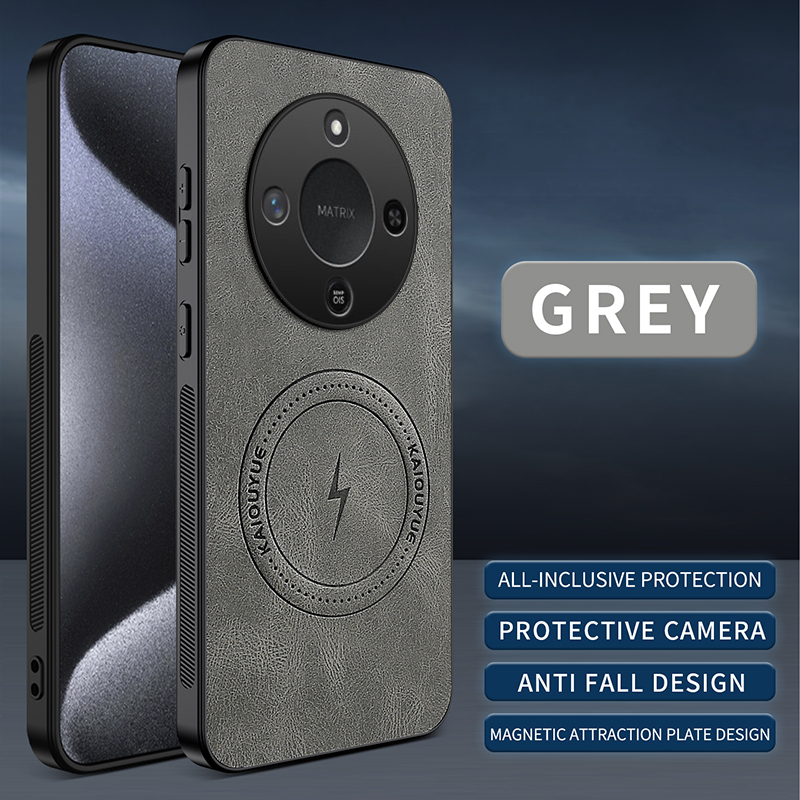 lthmy for Honor X9d 5G Supports Magnetic Wireless Charging Casing Retro Leather Phone Case Protection Shockproof Soft Bumper Cases Back Cover