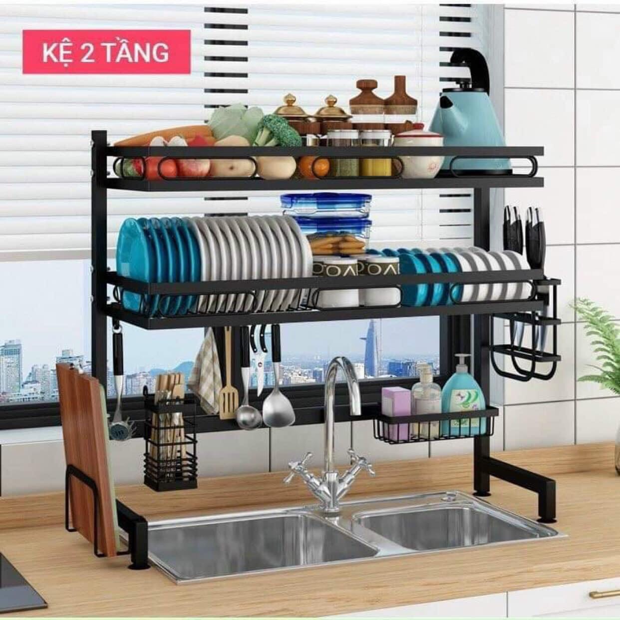 Kệ Úp Chén Bát Trên Bồn Rửa 1, 2 Tầng