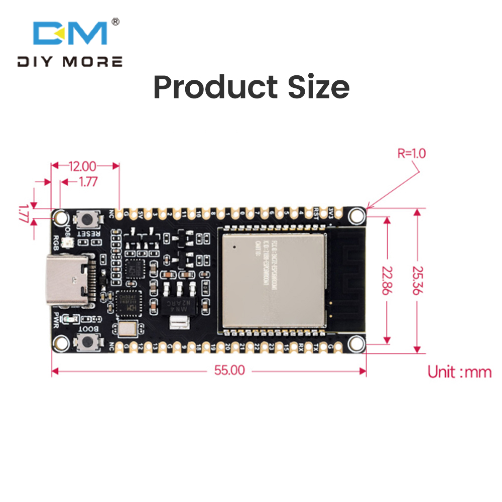 diymore ESP32-C6 Wifi Bluetooth bảng mạch phát triển onboard mô-đun ESP32-C6-WROOM-1-N8 wifi6 risc-v bảng mạch phát triển