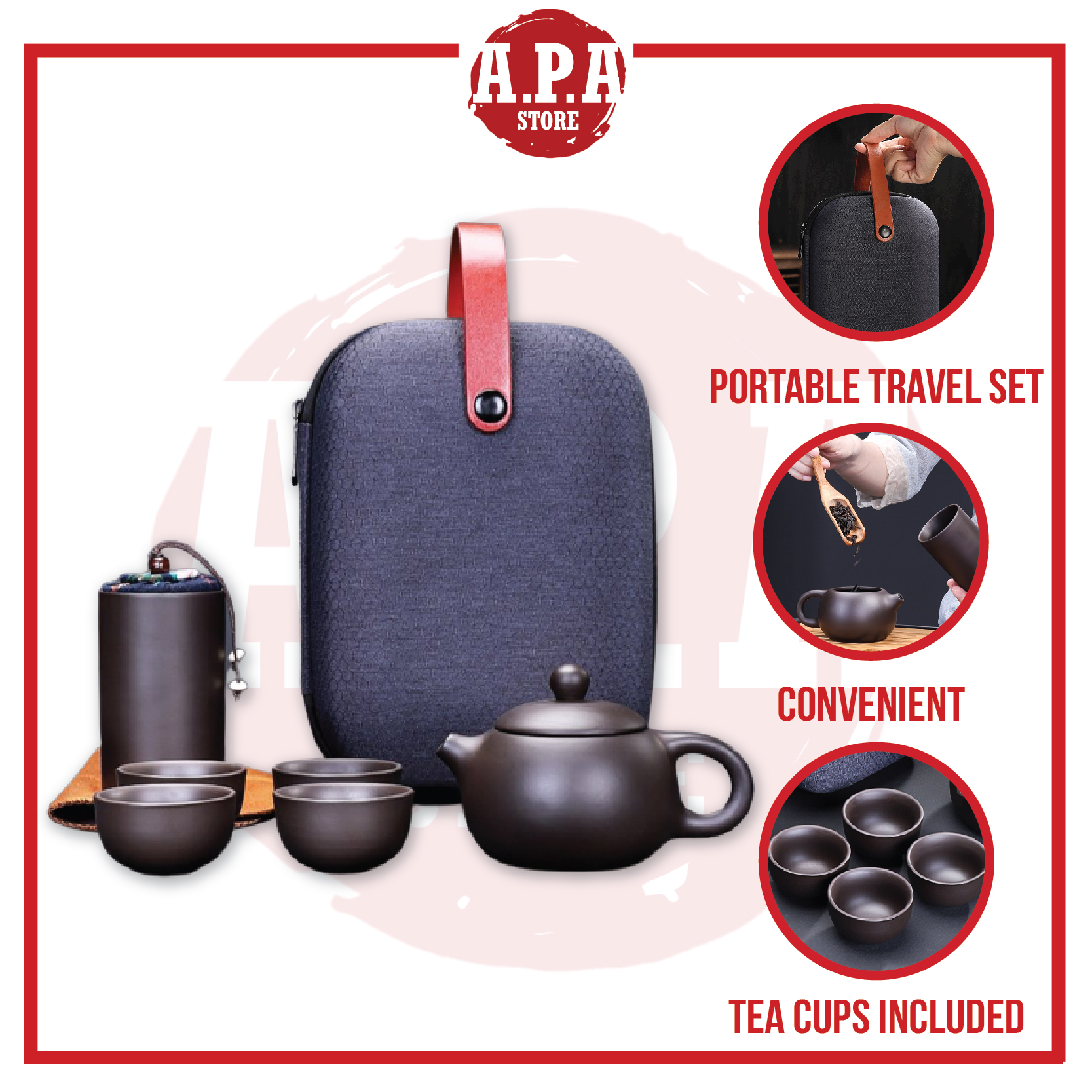 APA Portable Travel Tea Set Purple Sand Clay Gaiwan Kung Fu Chinese Tea Gift Set Travel Tea Set