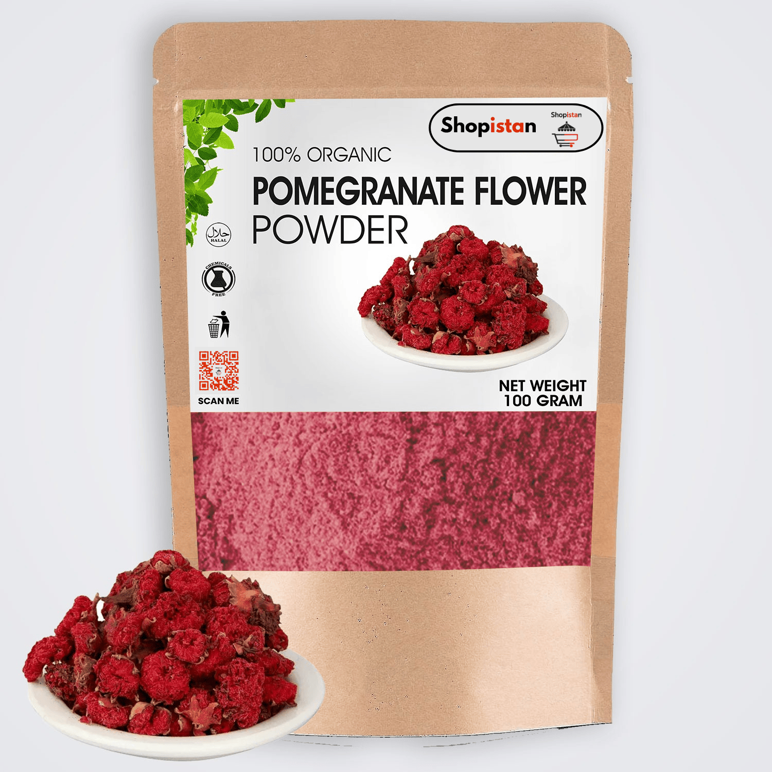 100% Organic Pomegranate Flower Powder (Gul-e-Anar) - 100g/50g | Pure ...