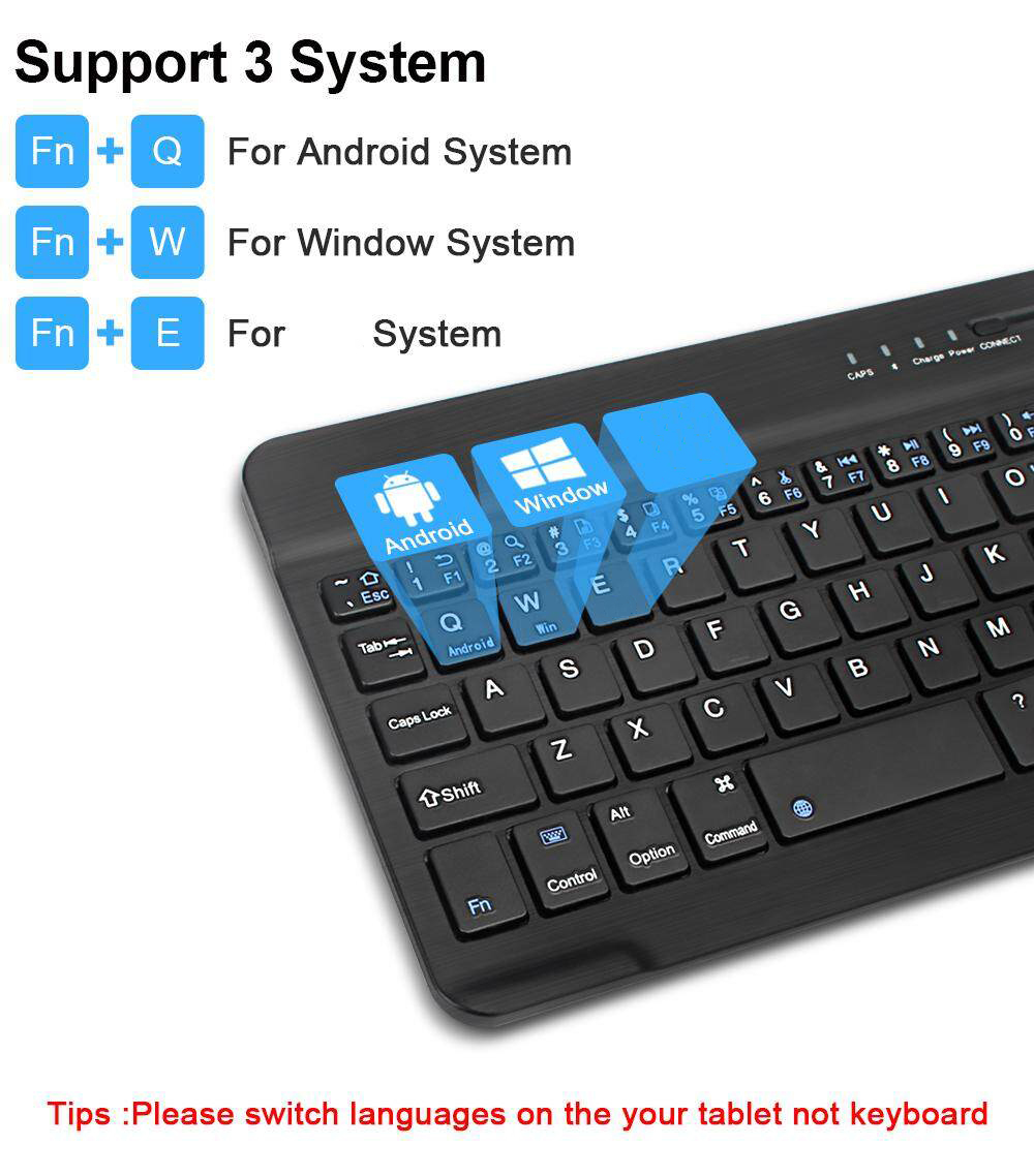Kebidumei Bàn Phím Không Dây Bàn Phím Bluetooth Bàn Phím Máy Tính Bảng Có Thể Sạc Lại Cho Điện Thoại Hỗ Trợ Android Windows