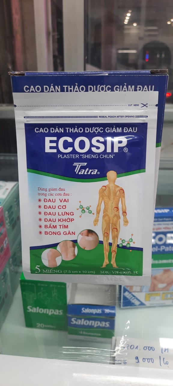 Cao dán, miếng dán thảo dược giảm đau Ecosip gói 5 miếng