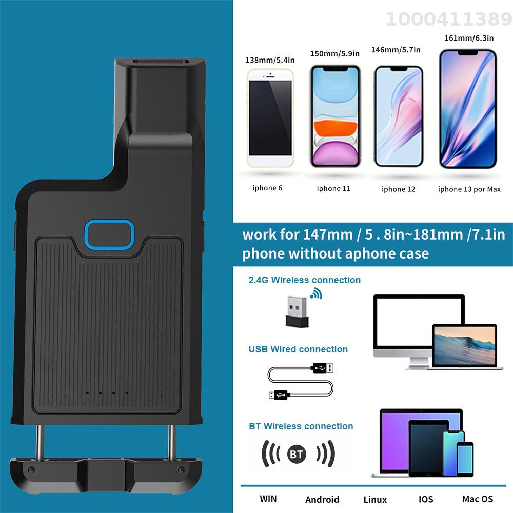 Aibecy Máy quét mã vạch 1D / 2D Đầu đọc mã vạch kẹp sau cầm tay BT + 2.4G kết nối không dây và có dây với lưu trữ ngoại tuyến hỗ trợ cho máy tính Windows PC siêu thị thư viện công ty chuyển phát nhanh kho