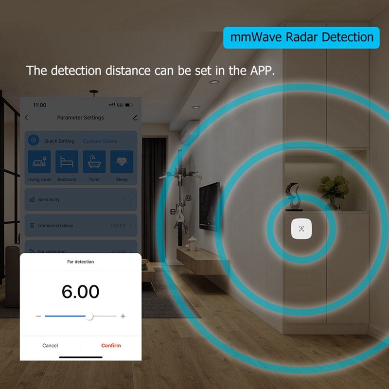 Tuya ZigBee mmWave Human Presence Sensor with Luminance MicroWave Radar Detection PIR Motion Sensor