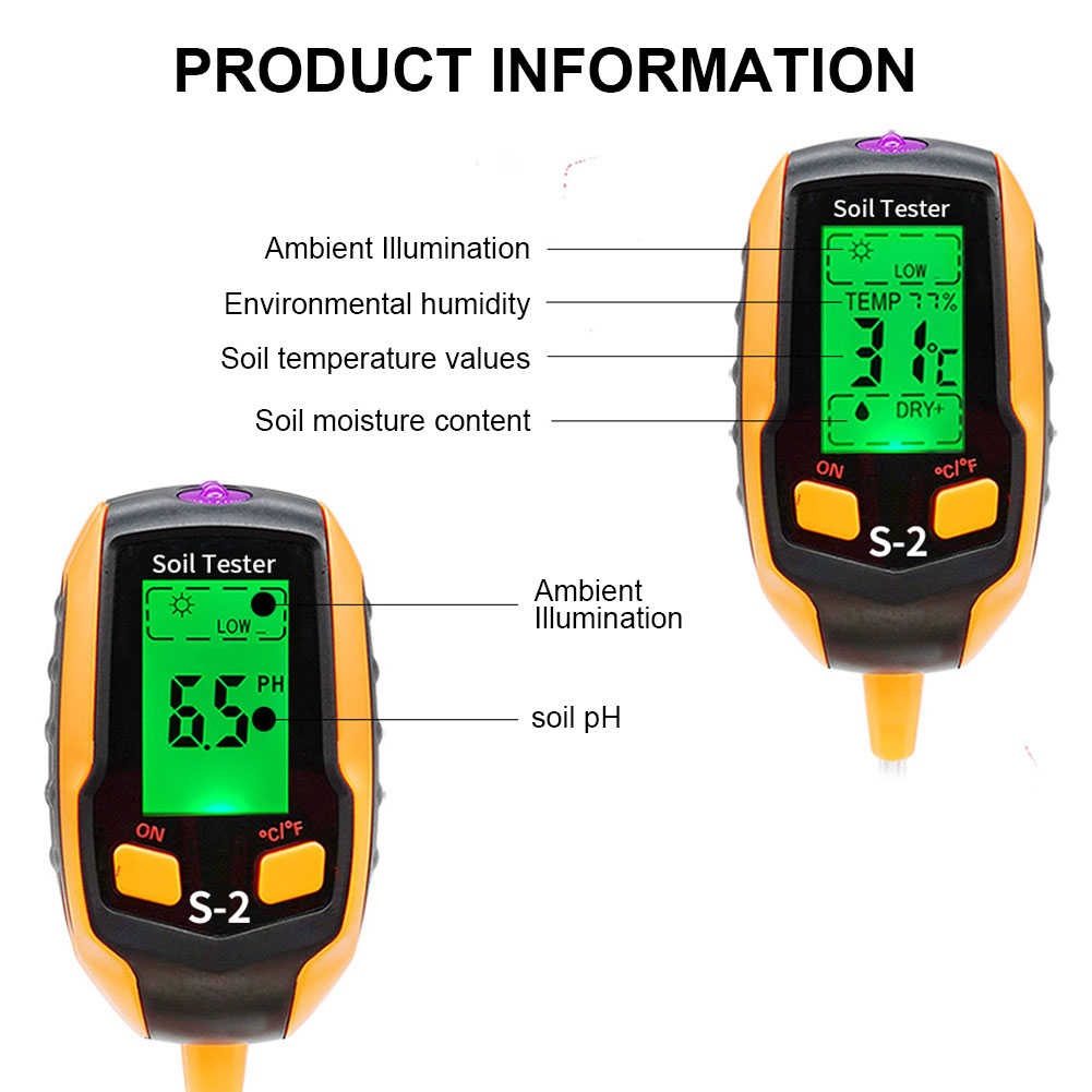 6-in-1 Soil Moisture Meter  Digital pH Meter Soil Salinity Tester Moisture/Temperature/Sunlight/Environment Humidity Meter  Soil Tester for Garden  Lawn  Farm