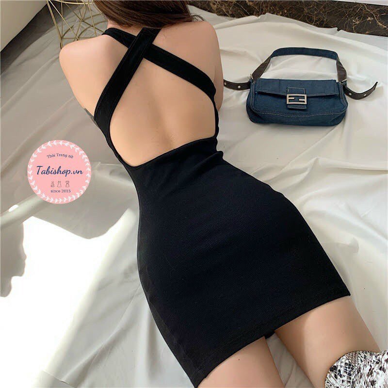 Đầm Body Choàng Cổ Yếm Chéo Lưng Có Mút
